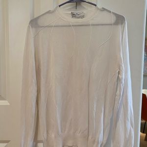 Salvatore Ferragamo white long sleeve sheer shirt